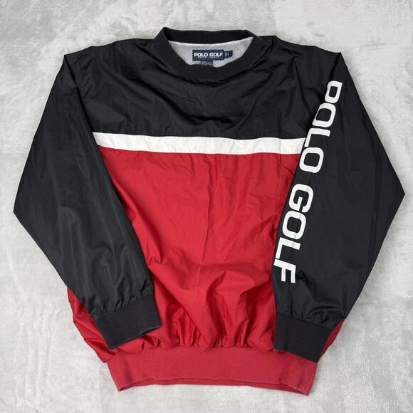 Ralph Lauren Other - Polo Golf Ralph Lauren Windbreaker Pullover Red Black Men Size S Mesh Lined Prep